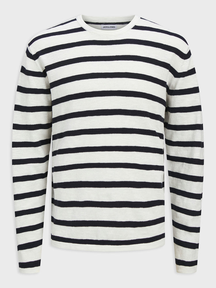 Ανδρική μπλούζα ριγέ JJESUMMER KNIT CREW NECK SN 12269631 | 12269631