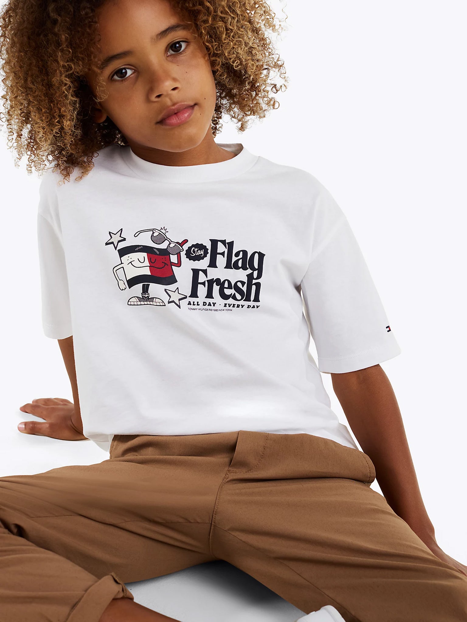 Παιδική μπλούζα μακό FLAG FUN TEE SS KB0KB09354YBR | KB0KB09354YBR