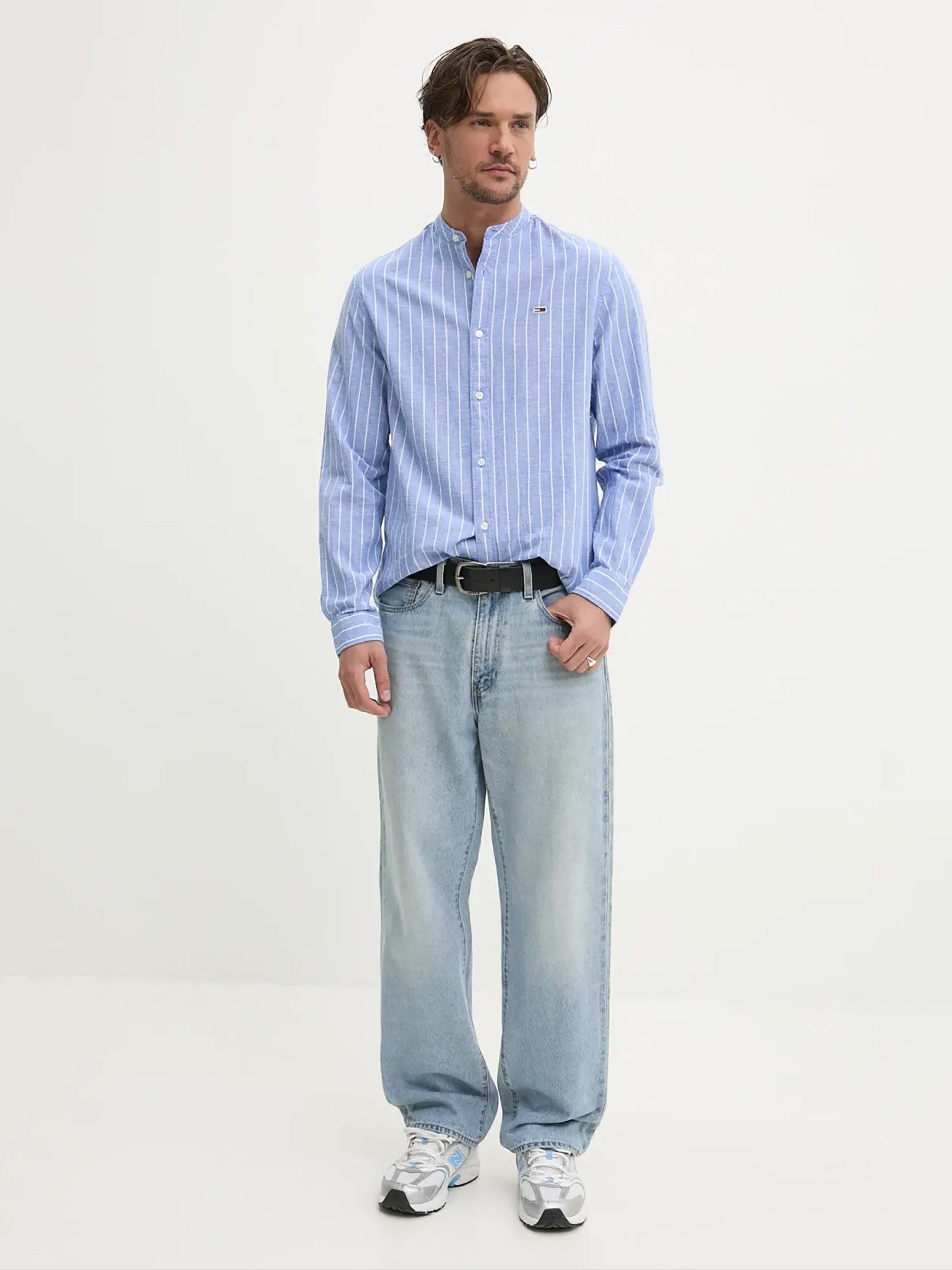 Ανδρικό πουκάμισο mao γιακά TJM LINEN MIX BND STP SHRT EXT DM0DM208930BA | DM0DM208930BA