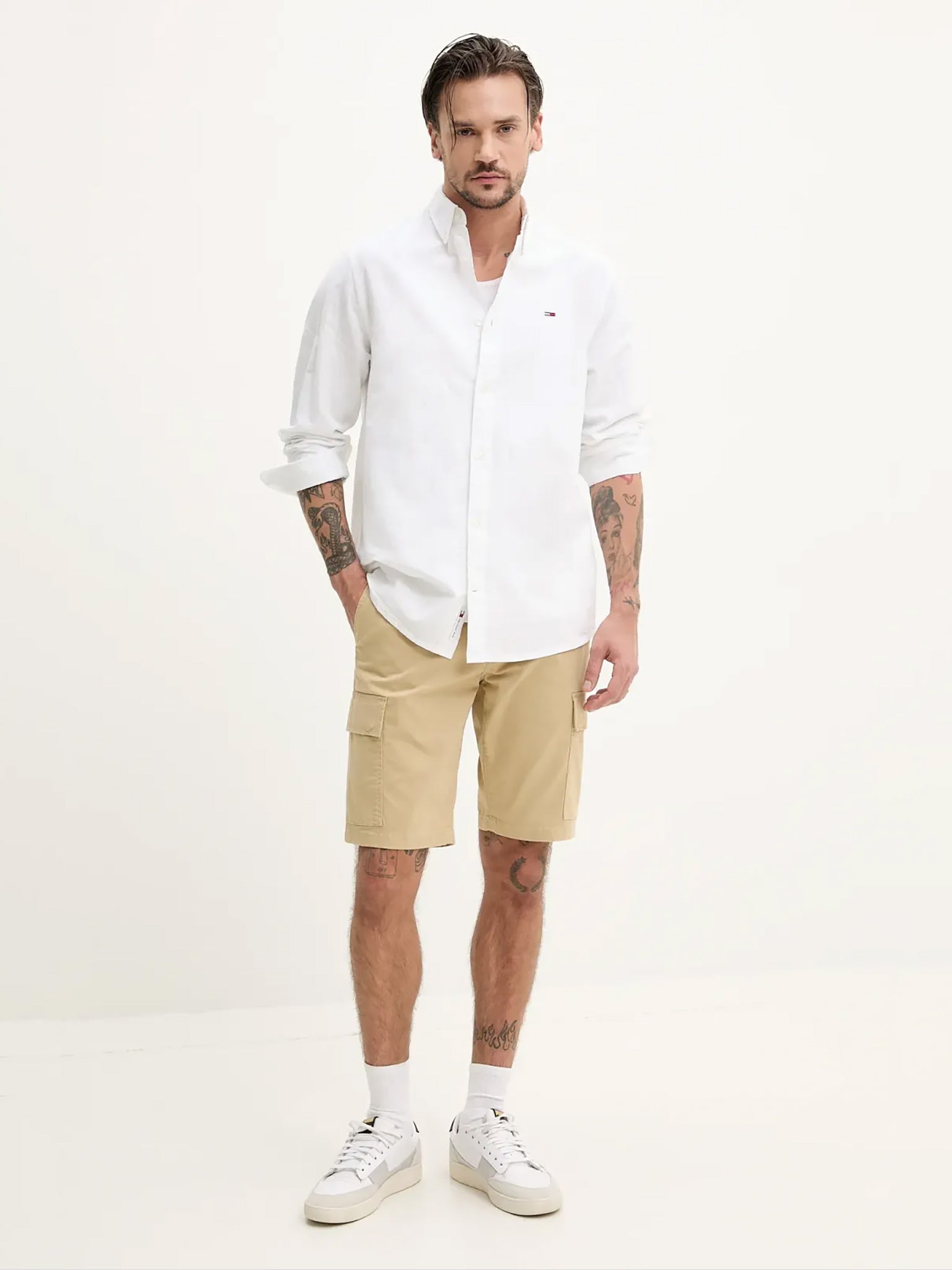 Ανδρικό πουκάμισο TJM REG LINEN BLEND LS SHIRT DM0DM20875YBL | DM0DM20875YBL