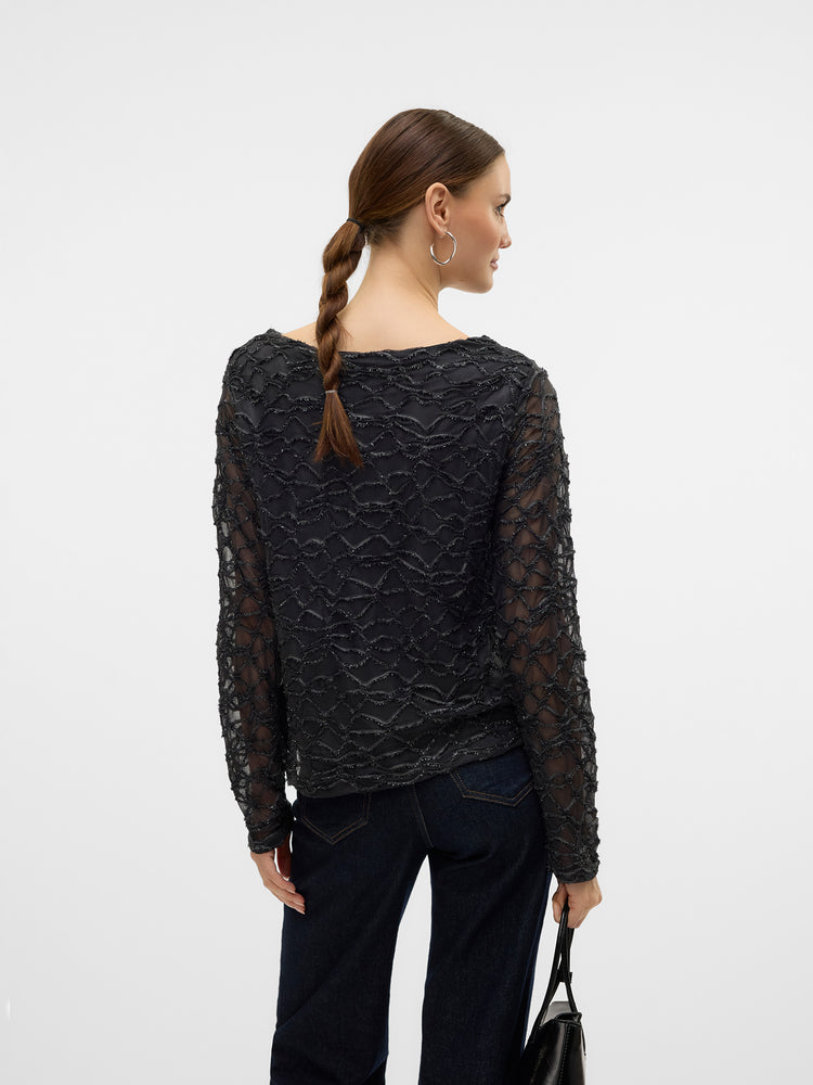 Γυναικεία μπλούζα VMELGA LS SHORT BOATNECK GLITTER TOP JRS 10317053 | 10317053