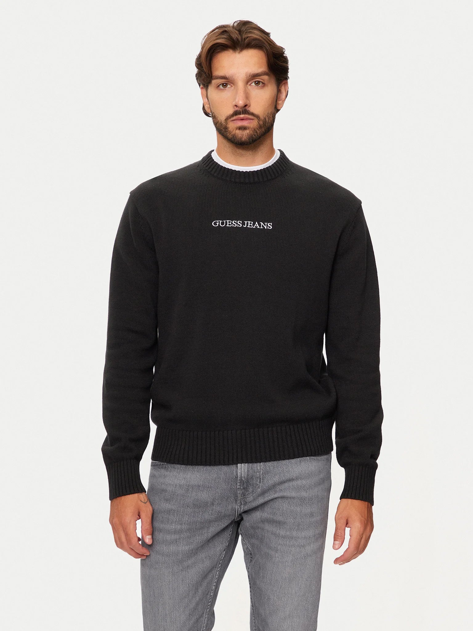 Ανδρική μπλούζα πλεκτή Ls cn guess empro M4BR31Z3HM1JBLK | M4BR31Z3HM1JBLK