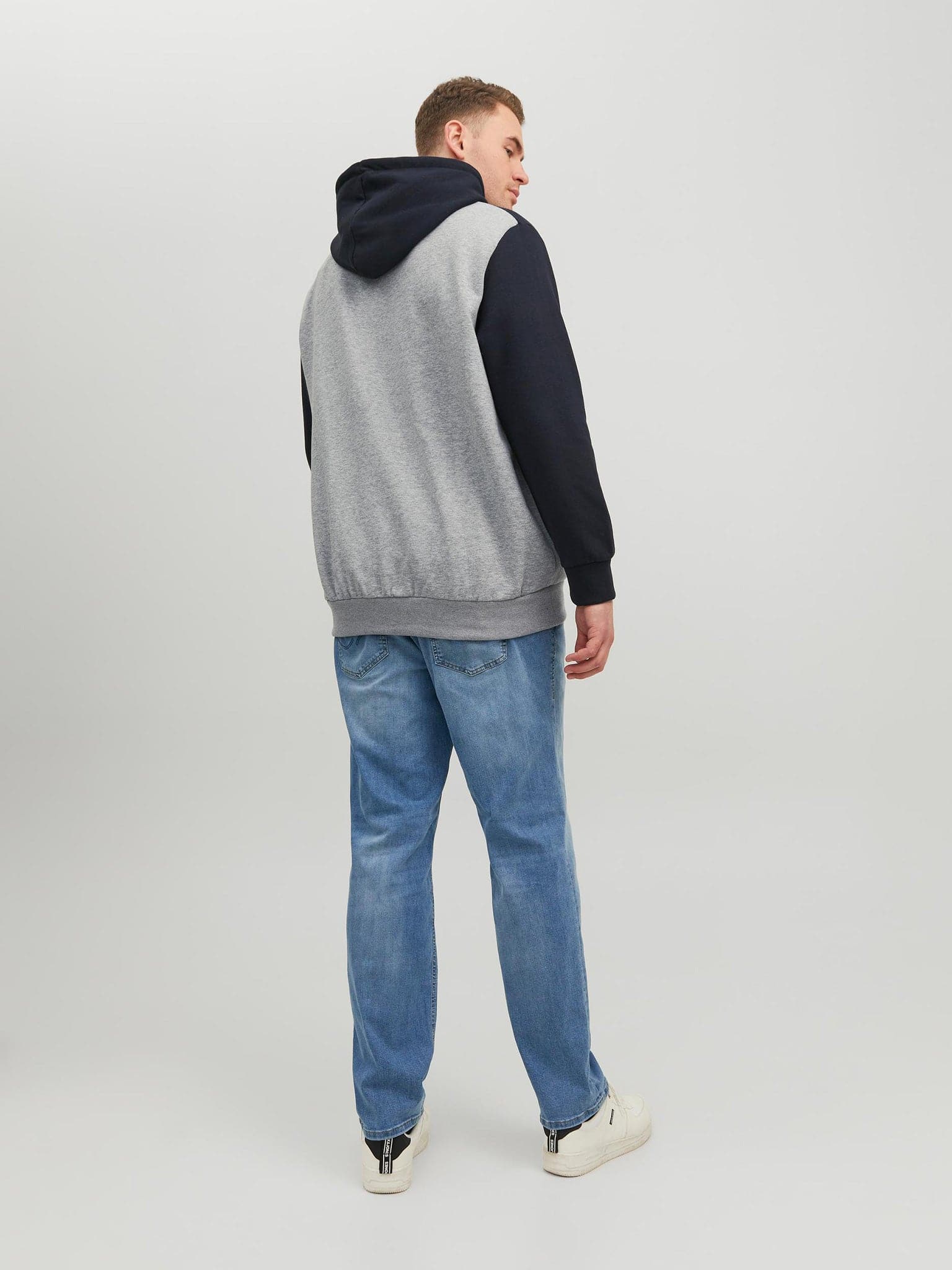 Ανδρική μπλούζα φούτερ Plus size JJELOGO BLOCKING SWEAT HOOD NOOS 12173965 | 12173965