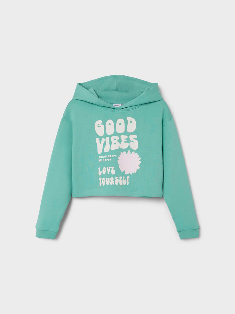 Εφηβική μπλούζα φούτερ crop NKFJUKA LS CROPPED BOXY SWEAT WH BRU 13232815 | 13232815