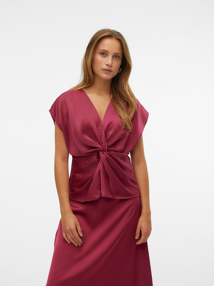 Γυναικεία μπλούζα σατέν VMOLIVE S/S KNOT TOP WVN BTQ GA 10315402 | 10315402