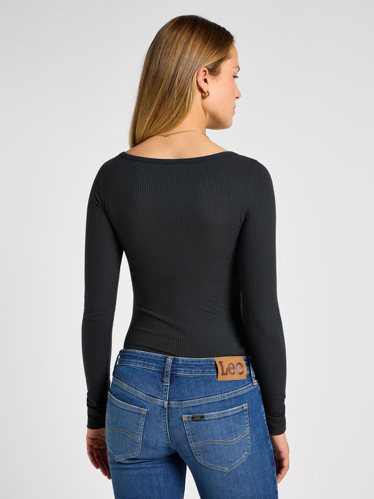 Γυναικεία μπλούζα ριπ Ls Boat Neck Tee Charcoal 112341577 | 112341577