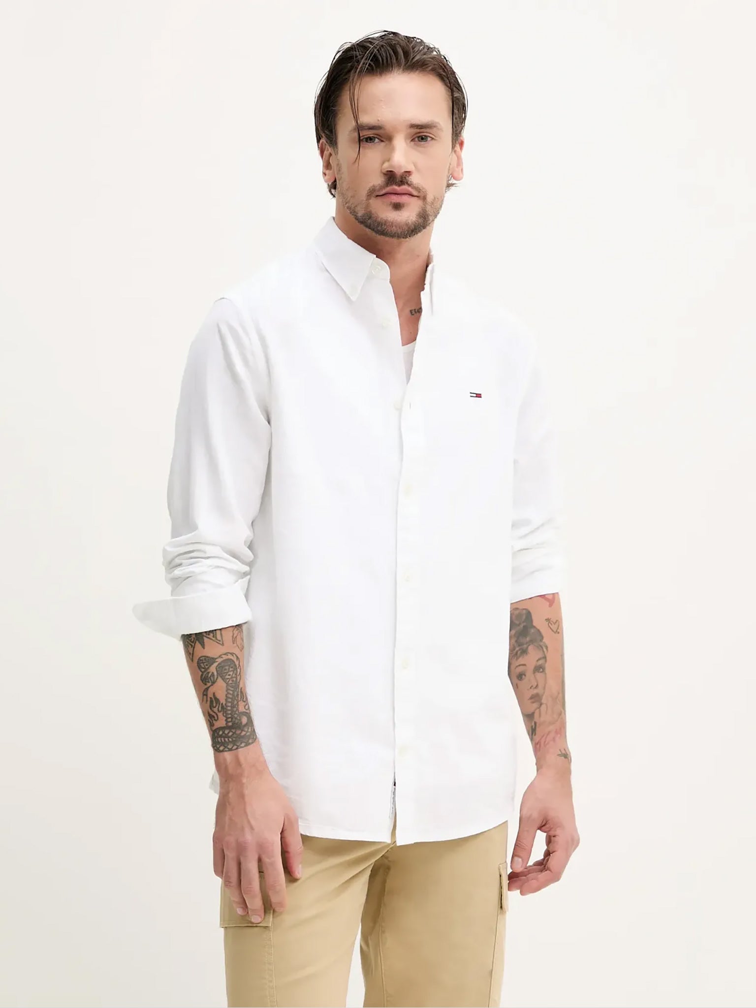 Ανδρικό πουκάμισο TJM REG LINEN BLEND LS SHIRT DM0DM20875YBL | DM0DM20875YBL
