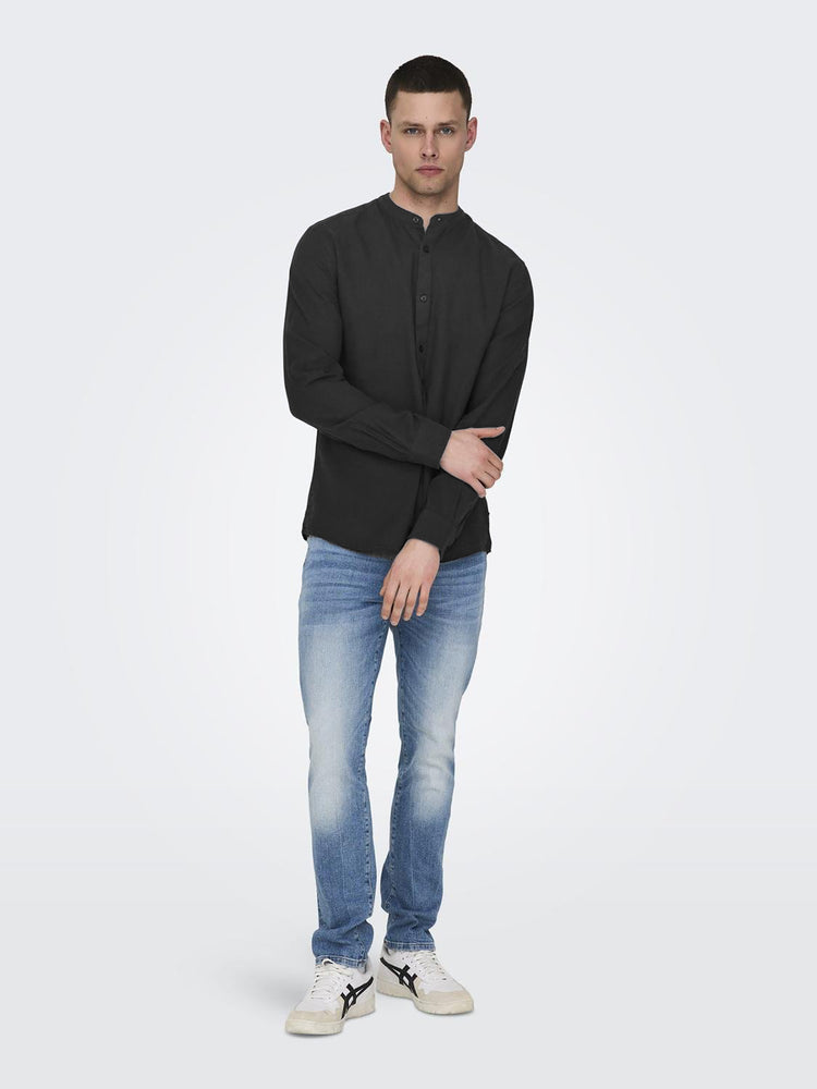 Ανδρικό πουκάμισο λινό ONSCAIDEN LS SOLID LINEN MAO SHIRT NOOS 22019173 | 22019173