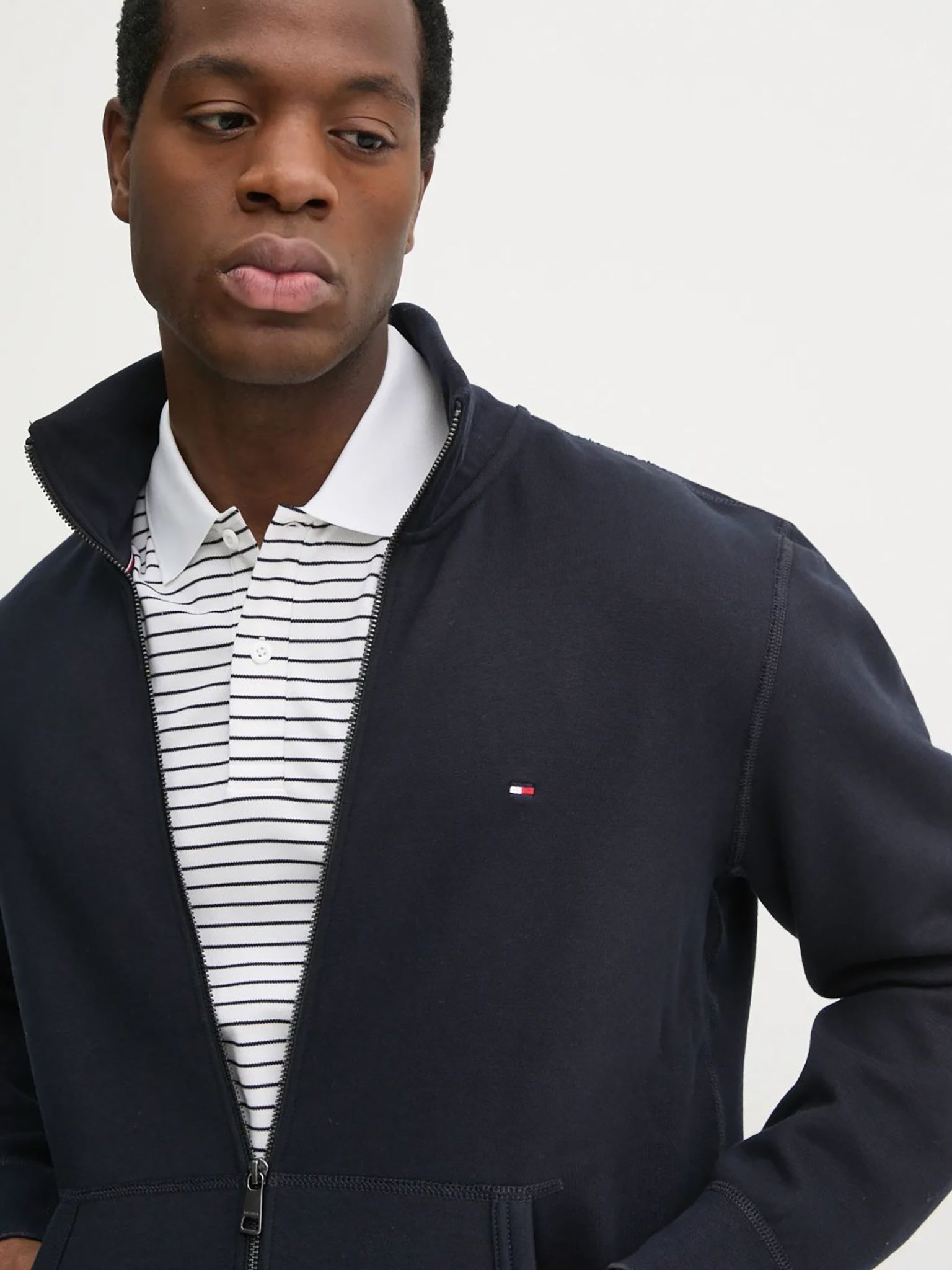 Ανδρική ζακέτα ESSENTIAL FLEECE ZT STAND COLLAR MW0MW38083DW5 | MW0MW38083DW5