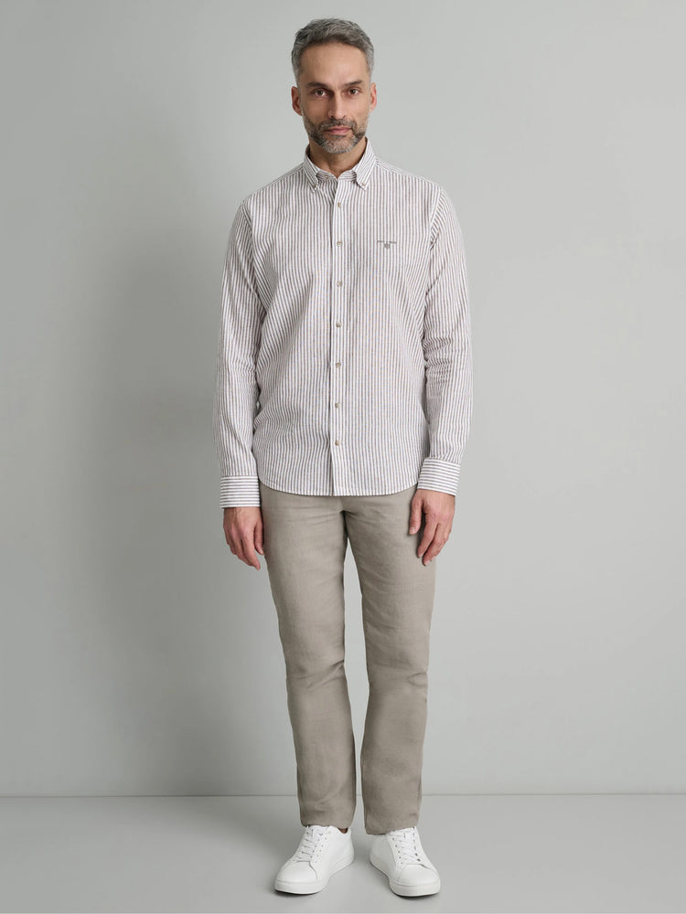 Ανδρικό πουκάμισο ριγέ white/brown 24NG.CR108/1B | 24NG.CR108/1B