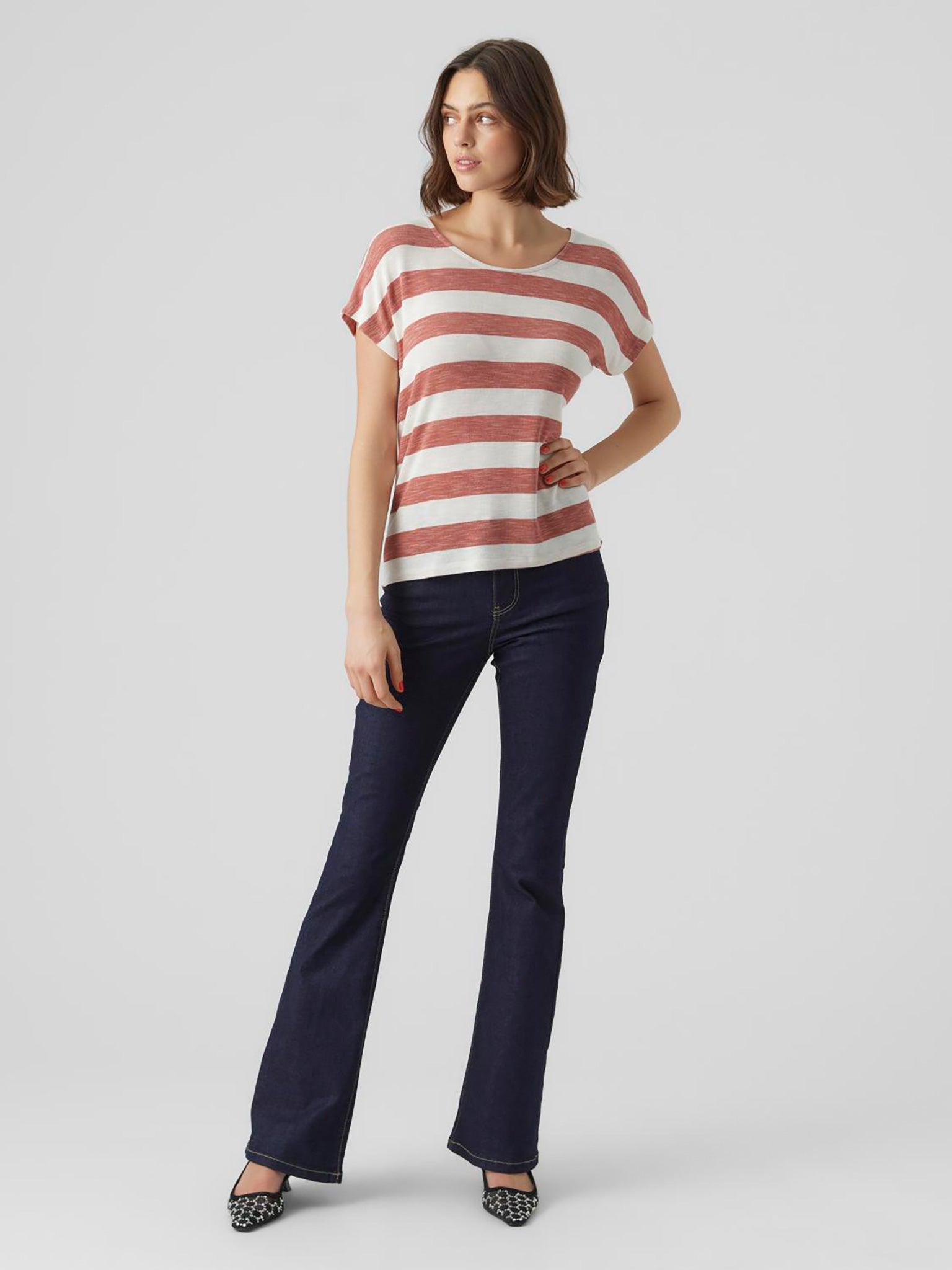 Γυναικεία μπλούζα ριγέ VMWIDE STRIPE S/L TOP GA NOOS 10284474 | 10284474