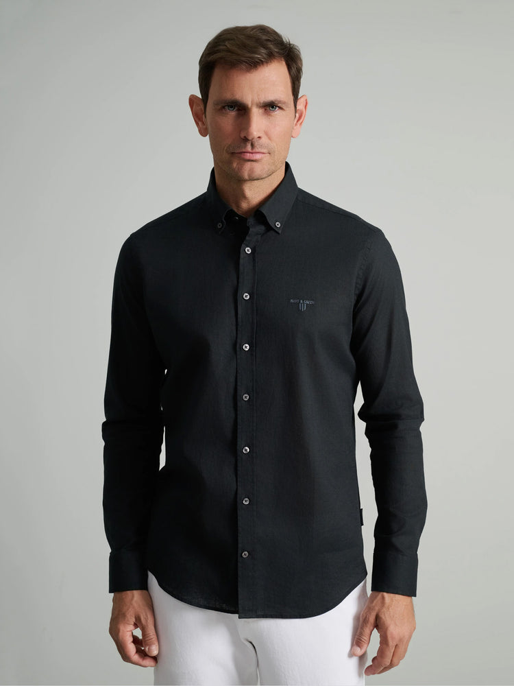 Ανδρικό πουκάμισο λινό black 24NG.CR105/1B | 24NG.CR105/1B