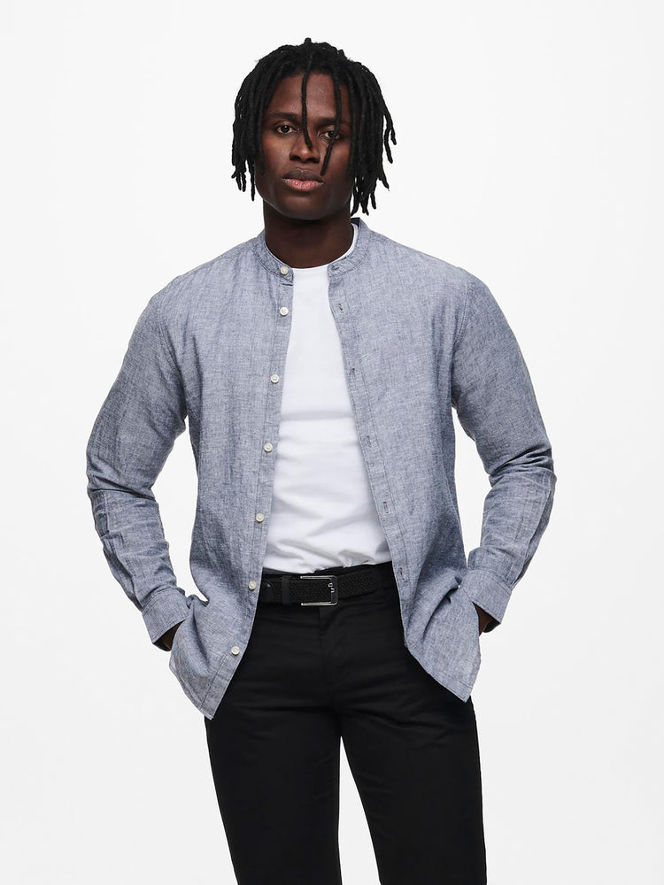 Ανδρικό πουκάμισο λινό ONSCAIDEN LS SOLID LINEN MAO SHIRT NOOS 22019173 | 22019173