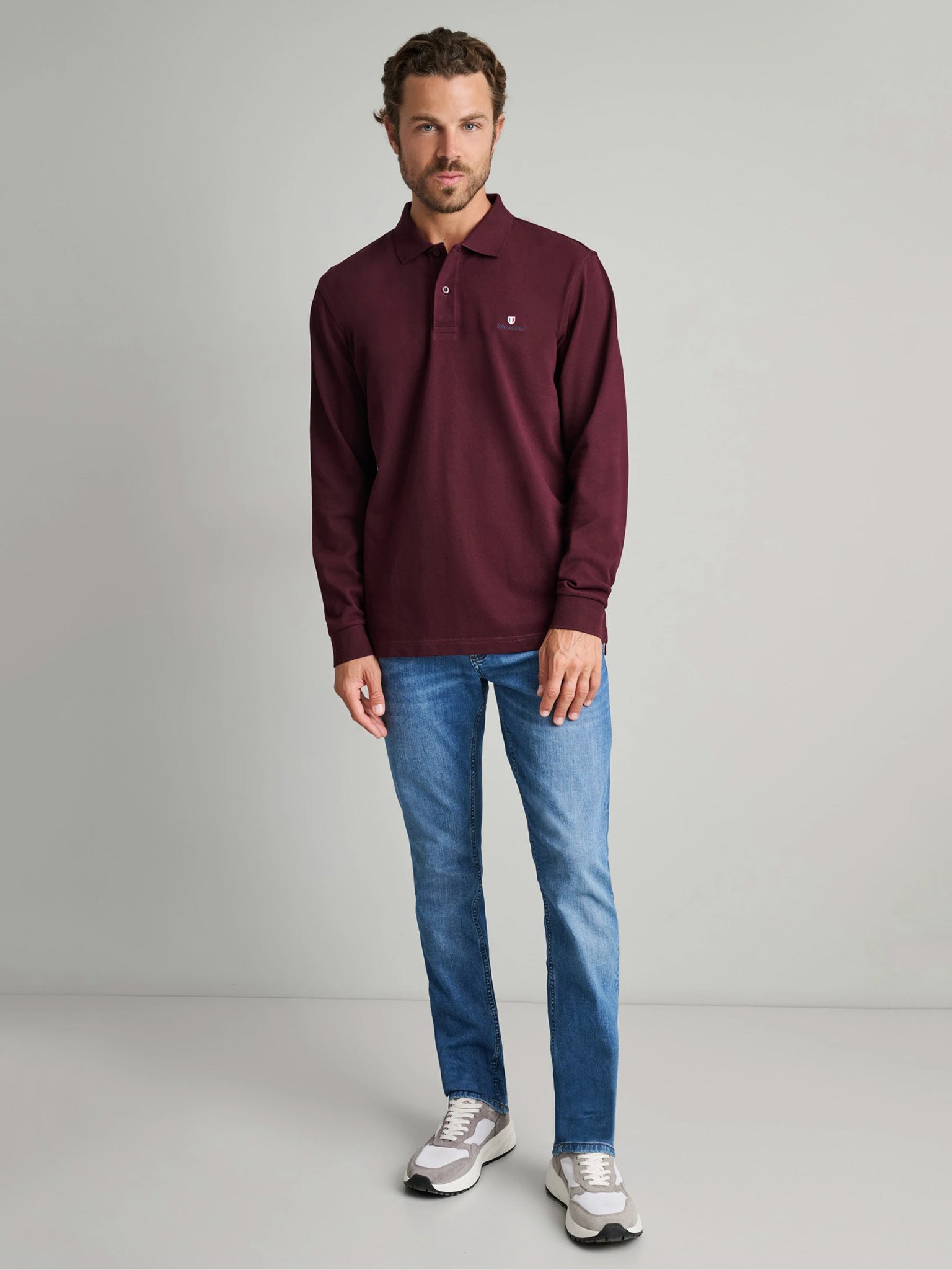 Ανδρική μπλούζα polo dark bordeaux 24GE.500.8 | 24GE.500.8