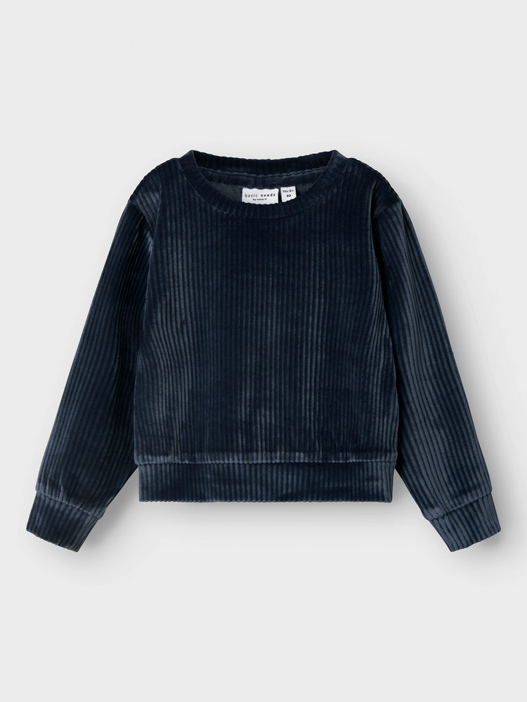 Παιδική μπλούζα βελούδο navy NMFVELOA LS VELVET SHORT TOP 13235117 | 13235117