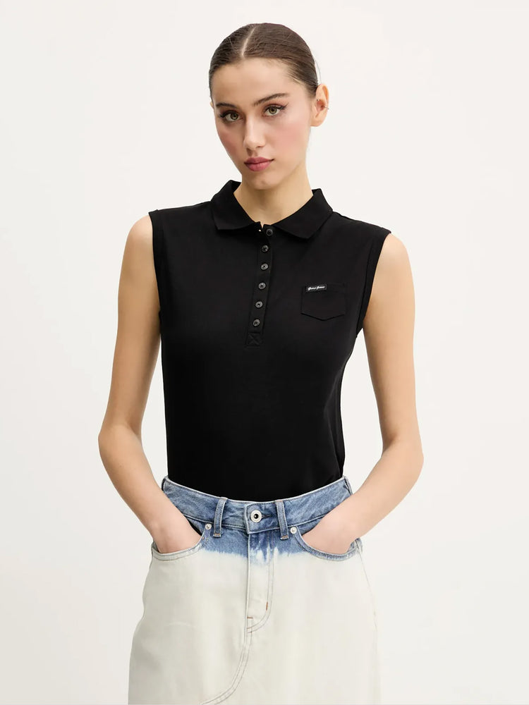 Γυναικεία polo μπλούζα sleeveless collar slim W5GP24KCYR1JBLK | W5GP24KCYR1JBLK