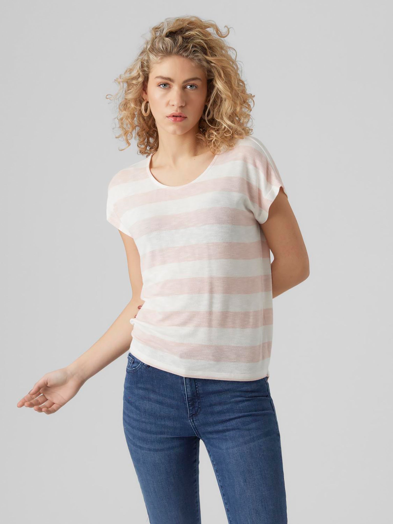 Γυναικεία μπλούζα ριγέ VMWIDE STRIPE S/L TOP GA NOOS 10284474 | 10284474