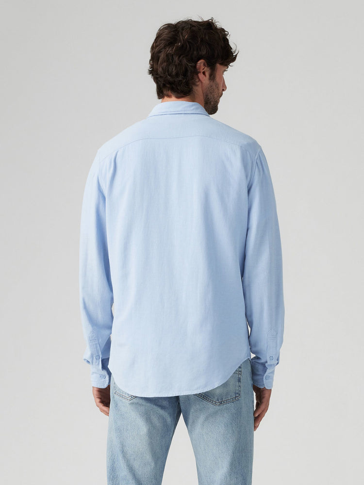 Ανδρικό πουκάμισο Sunset One Pocket Cotton Linen Standard Fit Shirt - Blue 857460182 | 857460182