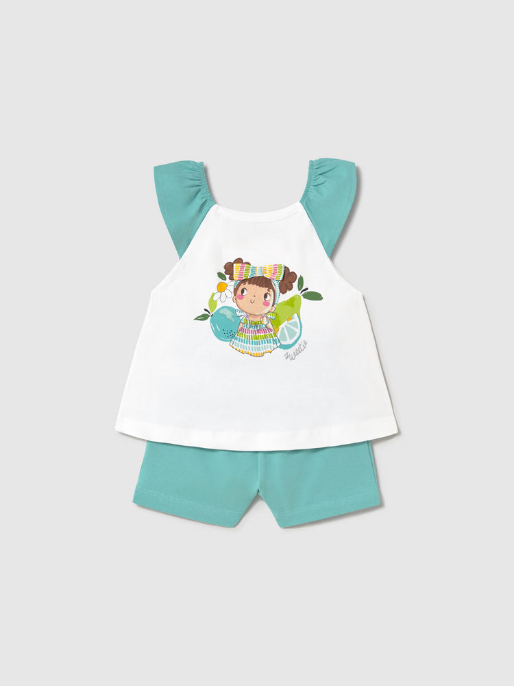 Βρεφικό σετ με σορτς μπλούζα μεταξοτυπία 25-01234-095 | 25-01234-095