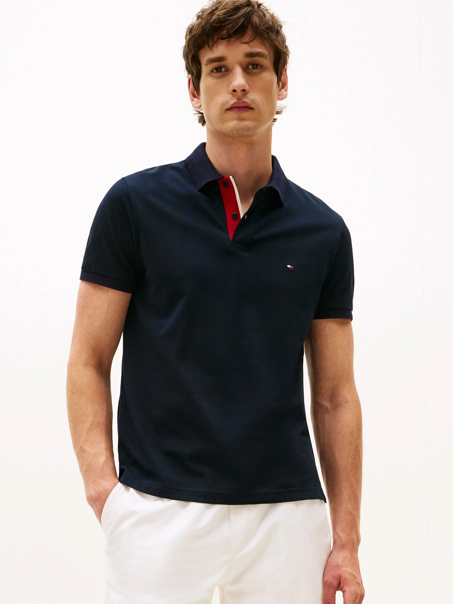 Ανδρικό polo MB CONTRAST COLLAR CUFF REG POLO MW0MW39563DW5 | MW0MW39563DW5