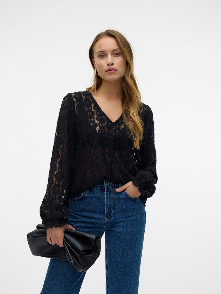Γυναικεία μπλούζα δαντέλα VMRIRI LACE LS TOP FAW EXP 10330110 | 10330110