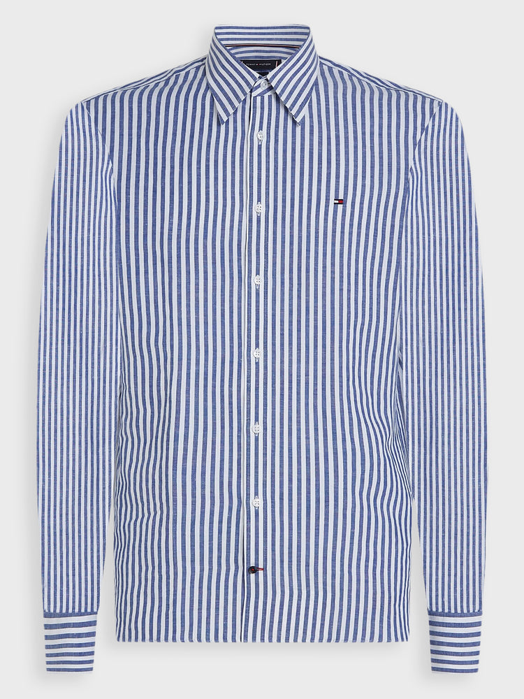 Ανδρικό πουκάμισο ριγέ CL W-CO LINEN STP SF SHIRT MW0MW389640BH | MW0MW389640BH
