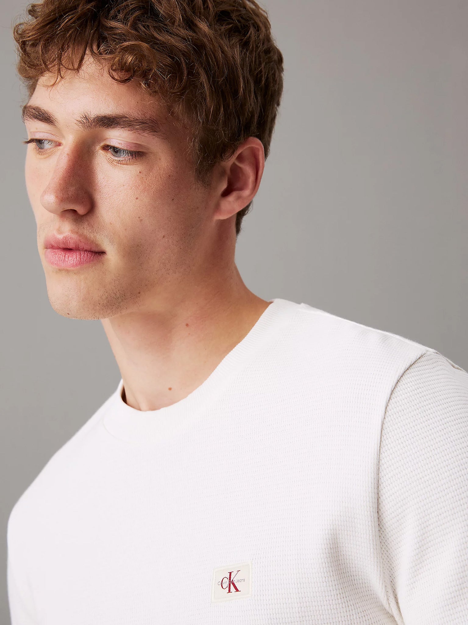 Ανδρική μπλούζα πλεκτή WOVEN LABEL WAFFLE LS TEE J30J327117YBI | J30J327117YBI