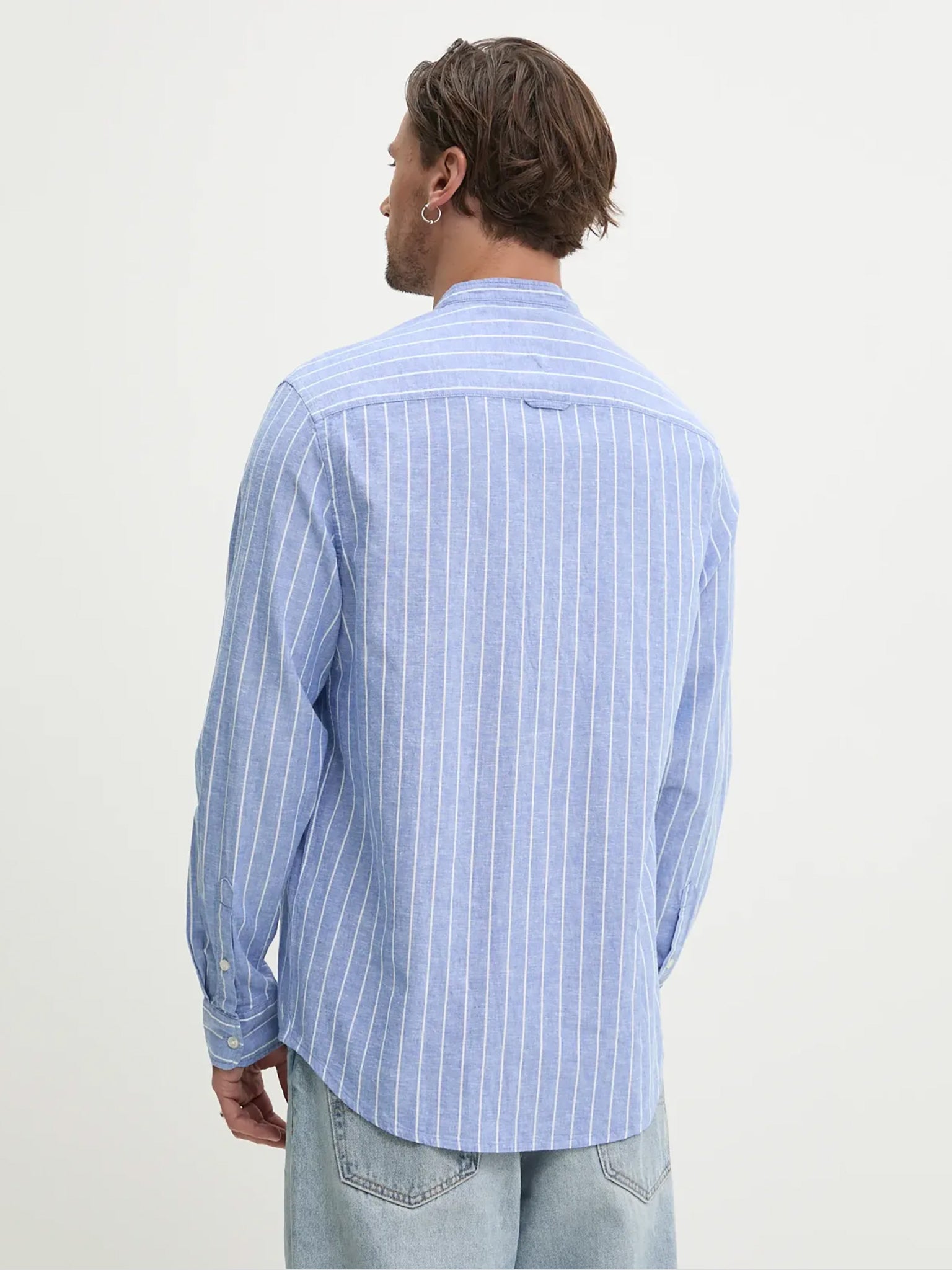 Ανδρικό πουκάμισο mao γιακά TJM LINEN MIX BND STP SHRT EXT DM0DM208930BA | DM0DM208930BA