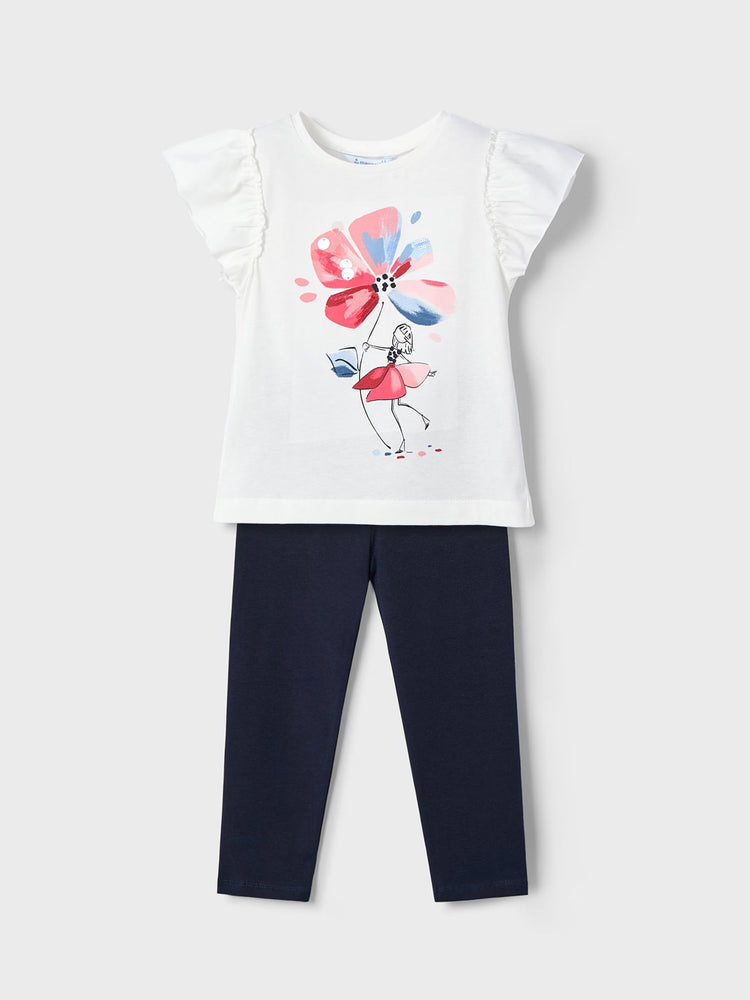 Παιδικό σετ με κολάν με μπλούζα λουλούδι 25-03705-061 | 25-03705-061