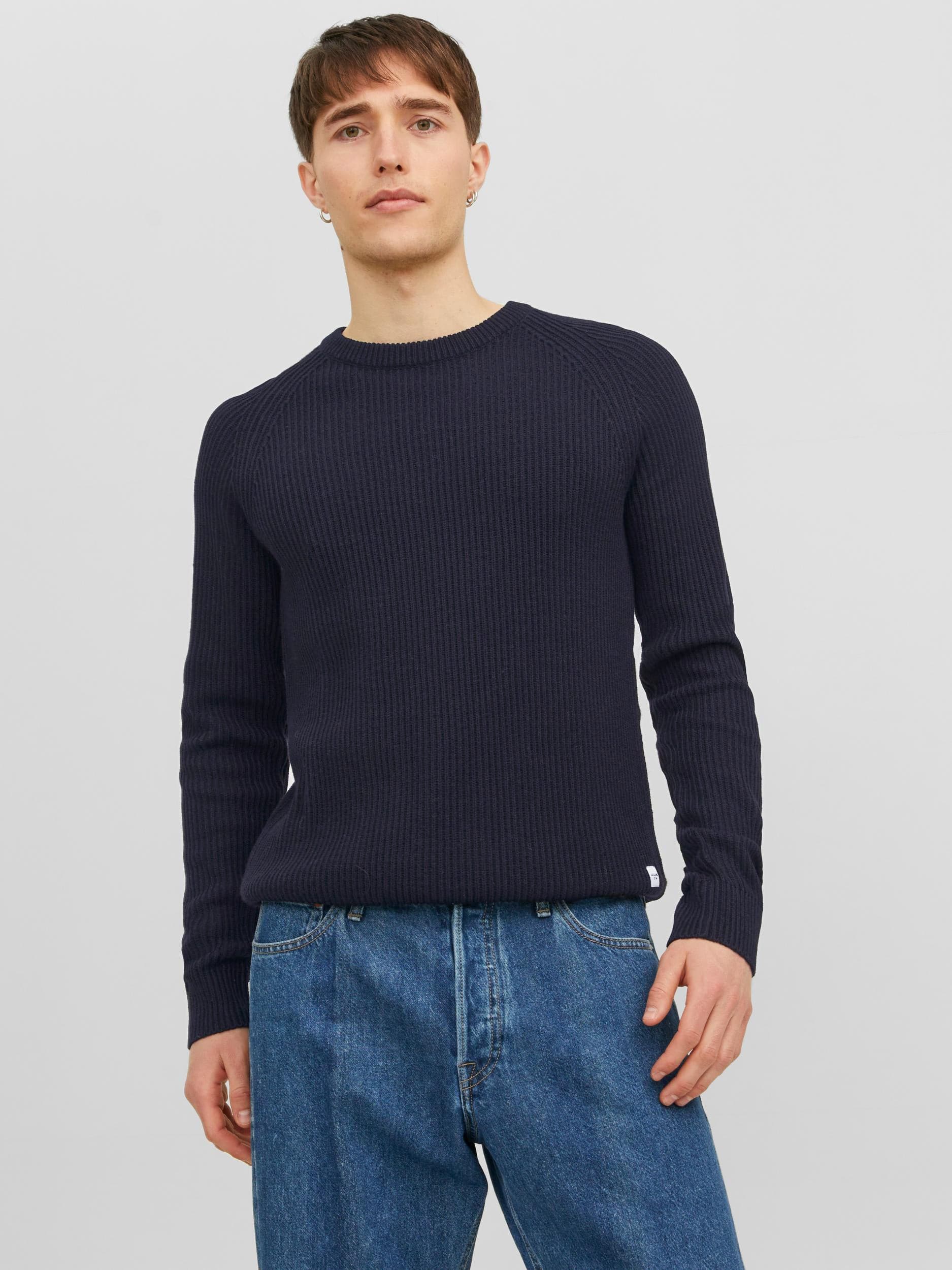 Ανδρική μπλούζα πλεκτή JJPANNEL KNIT CREW NECK AW23 12236304 | 12236304