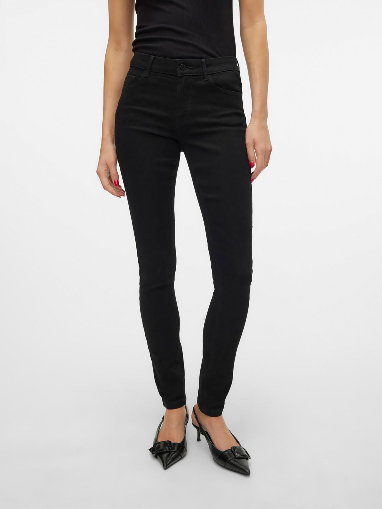 Γυναικείο παντελόνι τζιν VMELLY MR SKINNY JEANS BLK NOOS 10310691 | 10310691
