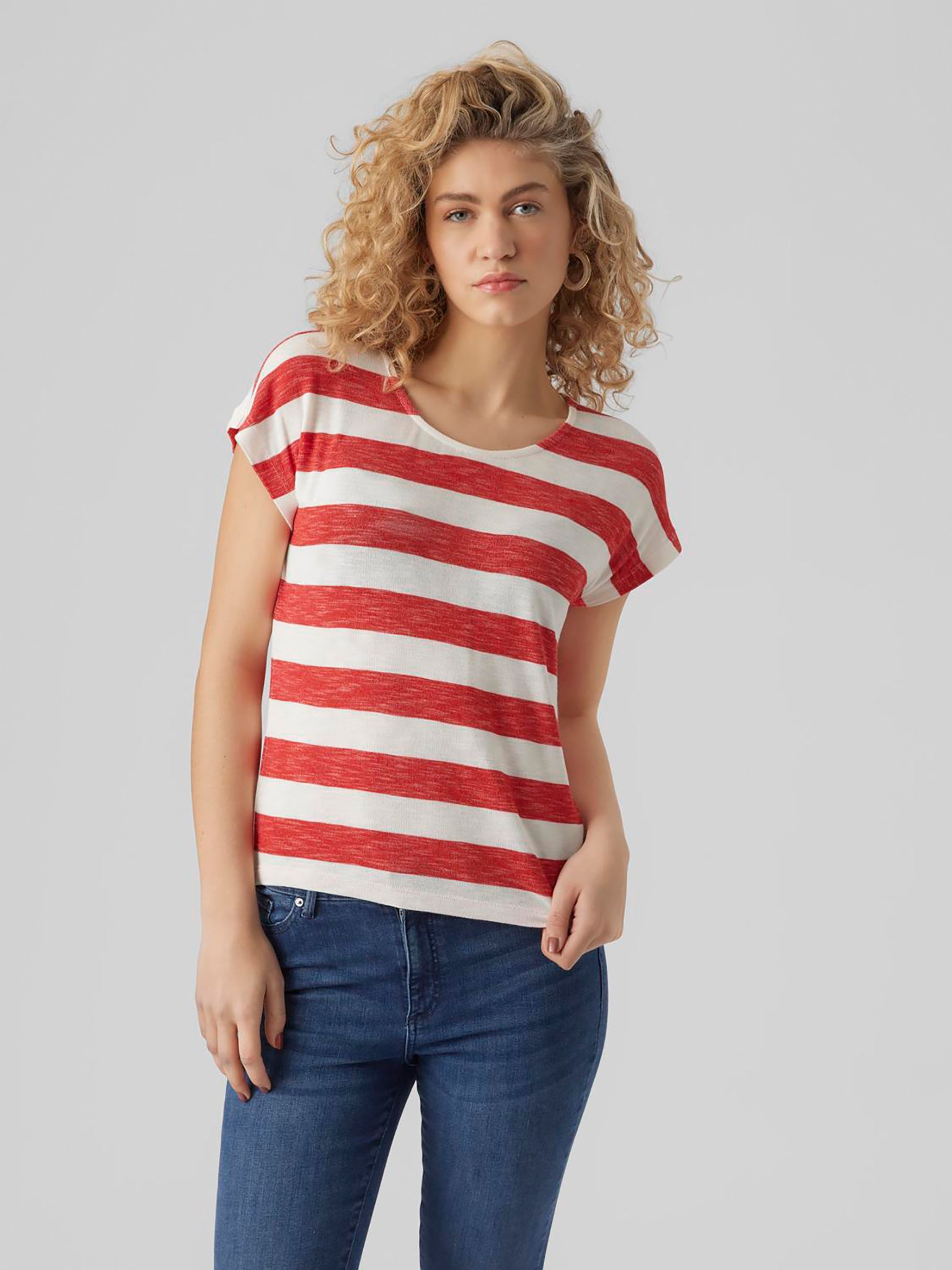 Γυναικεία μπλούζα ριγέ VMWIDE STRIPE S/L TOP GA NOOS 10284474 | 10284474