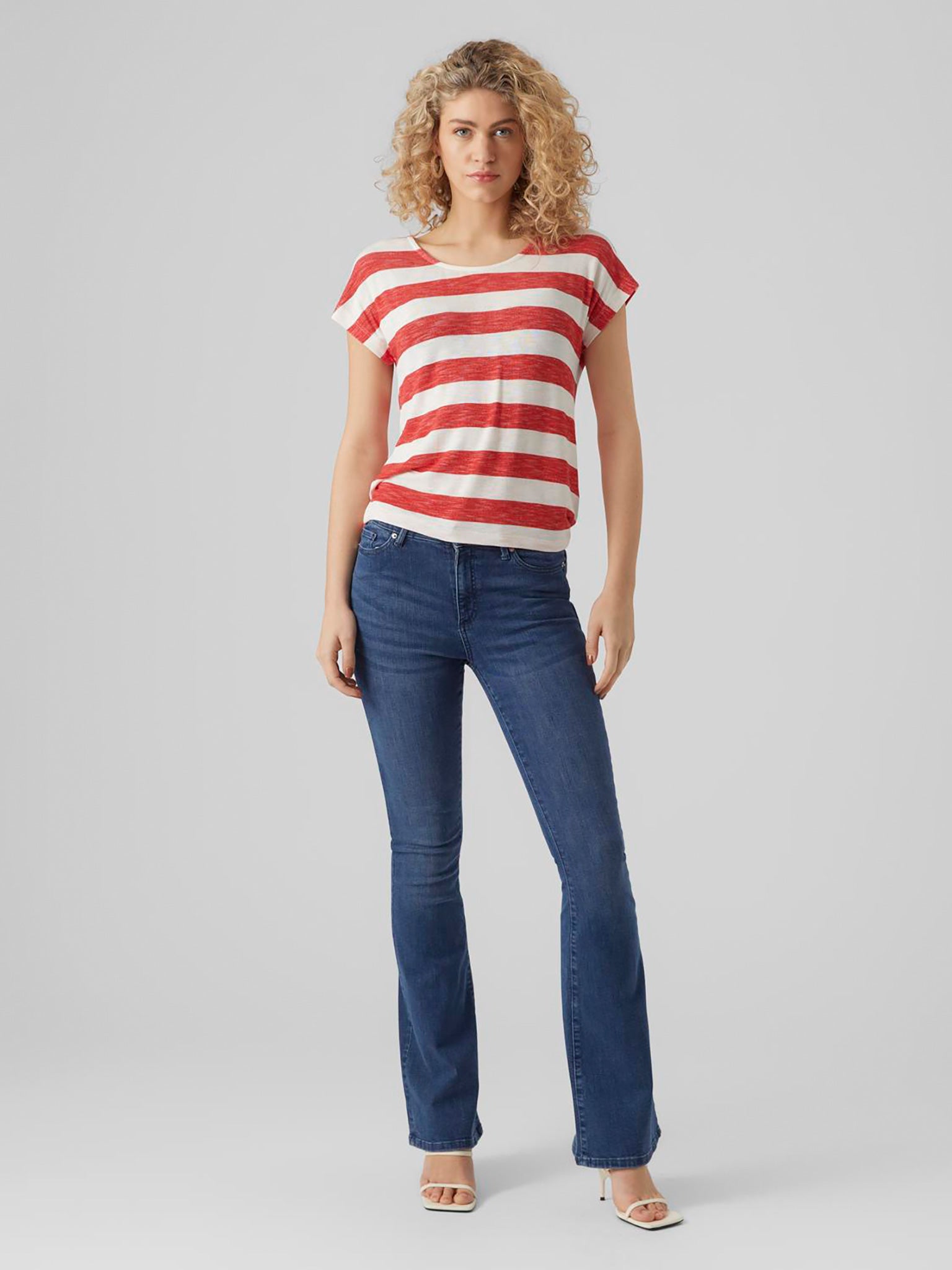 Γυναικεία μπλούζα ριγέ VMWIDE STRIPE S/L TOP GA NOOS 10284474 | 10284474