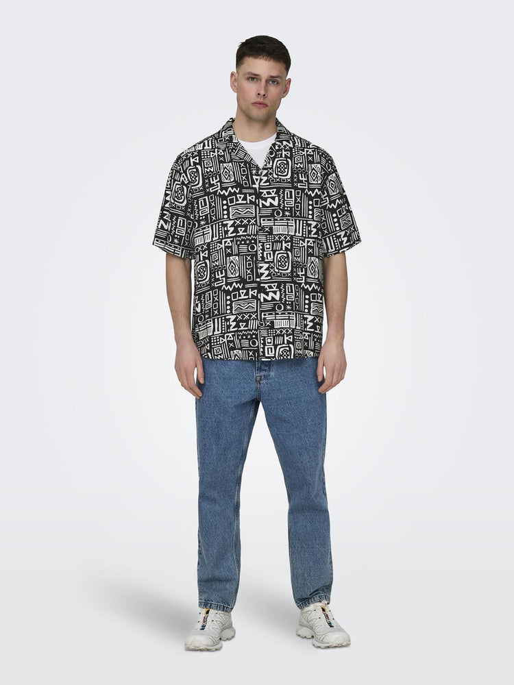 Ανδρικό πουκάμισο ONSBOLD LIFE RLX VISC LINEN SS AOP SHIRT 22028514 | 22028514