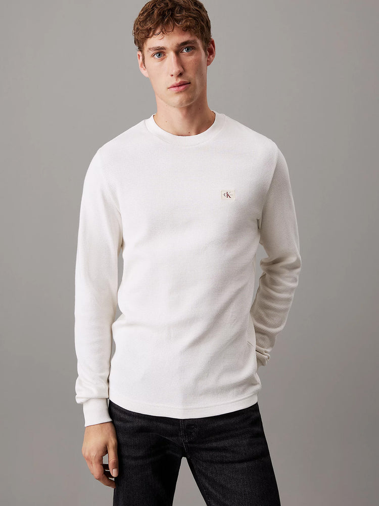 Ανδρική μπλούζα πλεκτή WOVEN LABEL WAFFLE LS TEE J30J327117YBI | J30J327117YBI