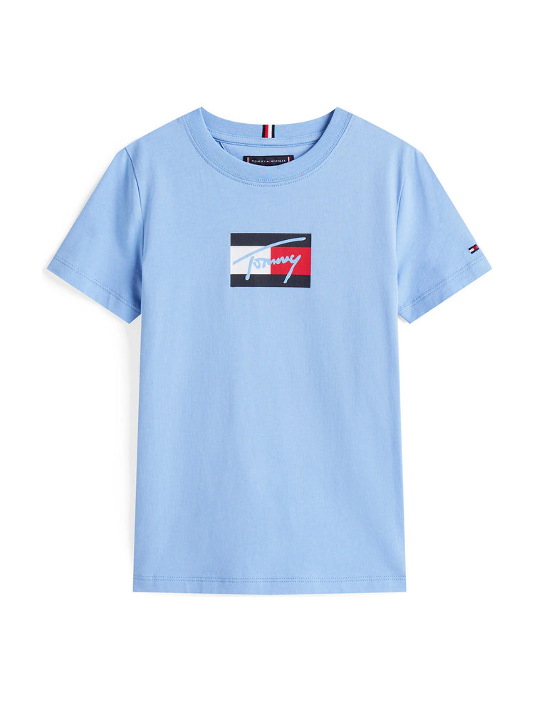 Παιδική μπλούζα μακό TOMMY SCRIPT FLAG PRINT TEE SS KB0KB09725C14 | KB0KB09725C14