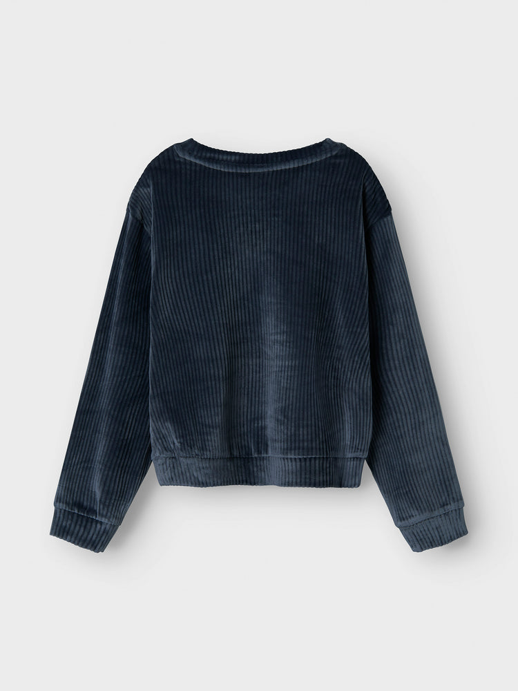 Εφηβική μπλούζα βελούδο Beacon Blue NKFVELOA LS VELVET SHORT TOP 13235119 | 13235119