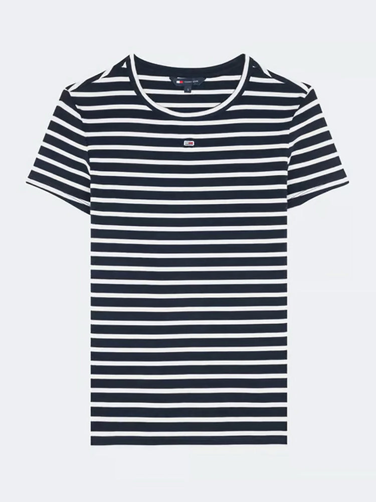 Γυναικείο t-shirt ριπ ριγέ TJW SLIM ESSENTIAL RIB SS EXT DW0DW173830A6 | DW0DW173830A6