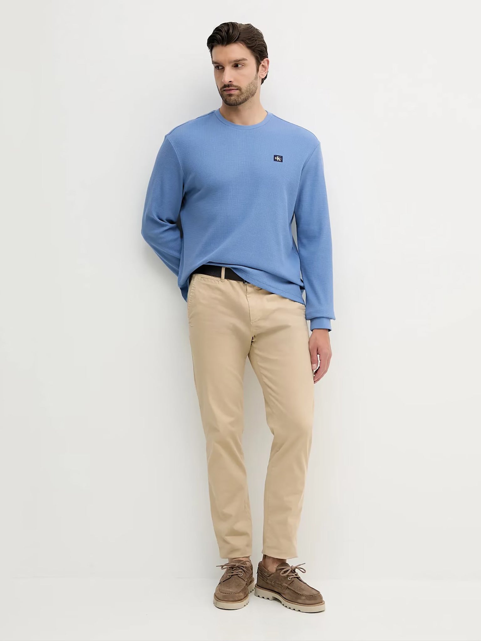 Ανδρική μπλούζα πλεκτή LS WAFFLE BADGE CREWNK TEE LV040EM2176PU | LV040EM2176PU