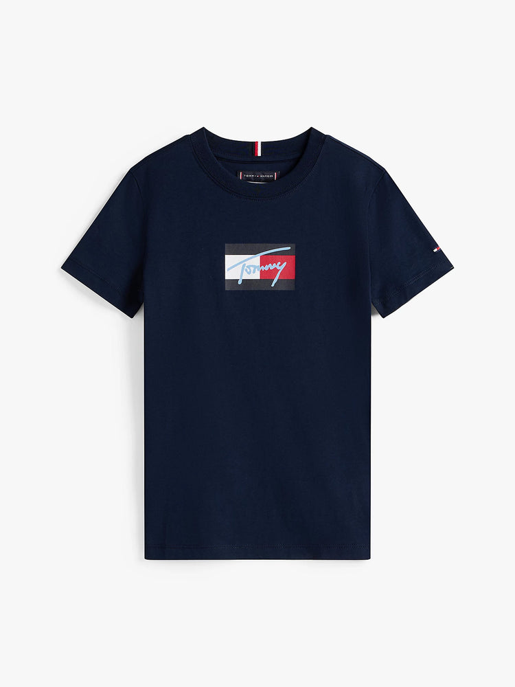 Παιδική μπλούζα μακό TOMMY SCRIPT FLAG PRINT TEE SS KB0KB09725C1G | KB0KB09725C1G