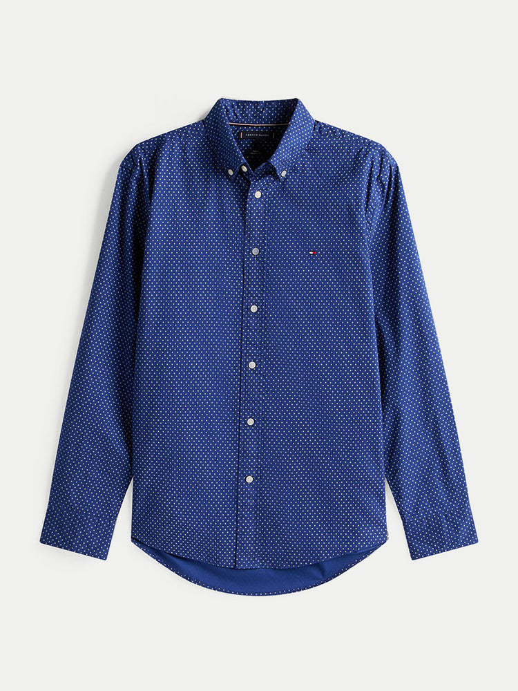 Ανδρικό πουκάμισο μικροσχέδιο FLEX POPLIN FAKE SOLID RF SHIRT MW0MW394370GY | MW0MW394370GY