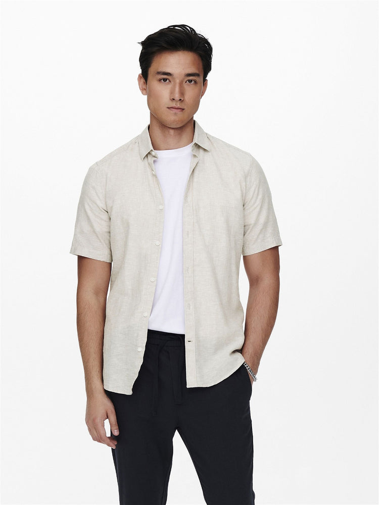 Ανδρικό πουκάμισο λινό ONSCAIDEN LIFE SS SOLID LINEN SHIRT NOOS 22009885 | 22009885