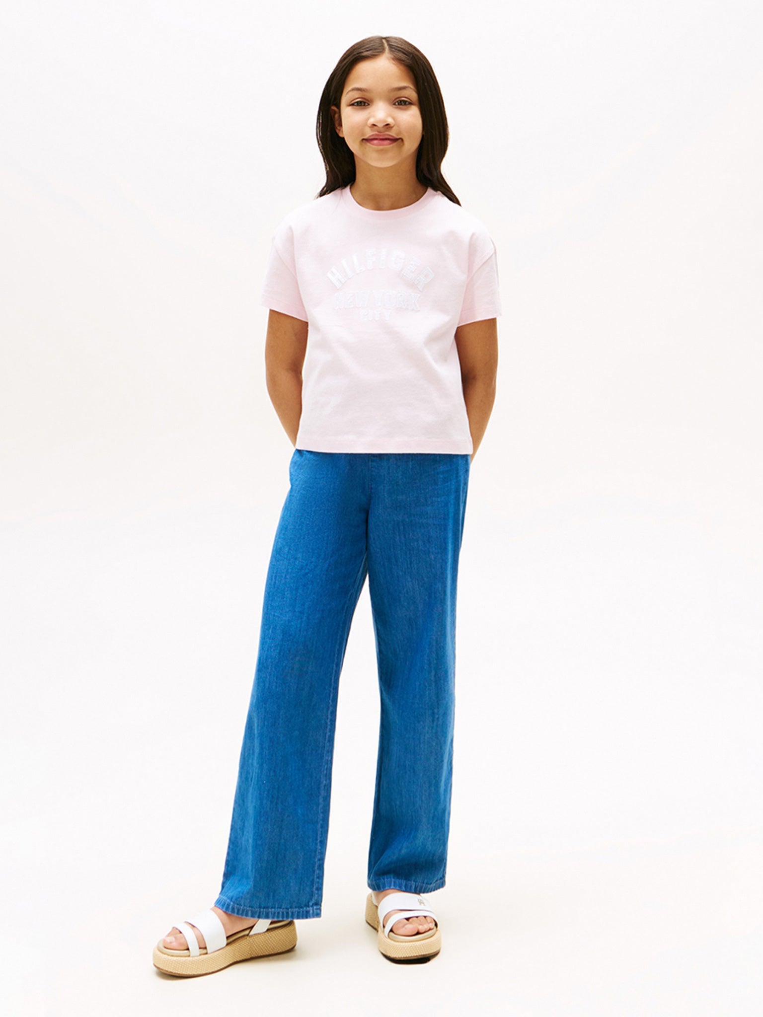 Παιδική μπλούζα μακό SATIN APPLIQUE HILFIGER TEE SS KG0KG08635TOG | KG0KG08635TOG