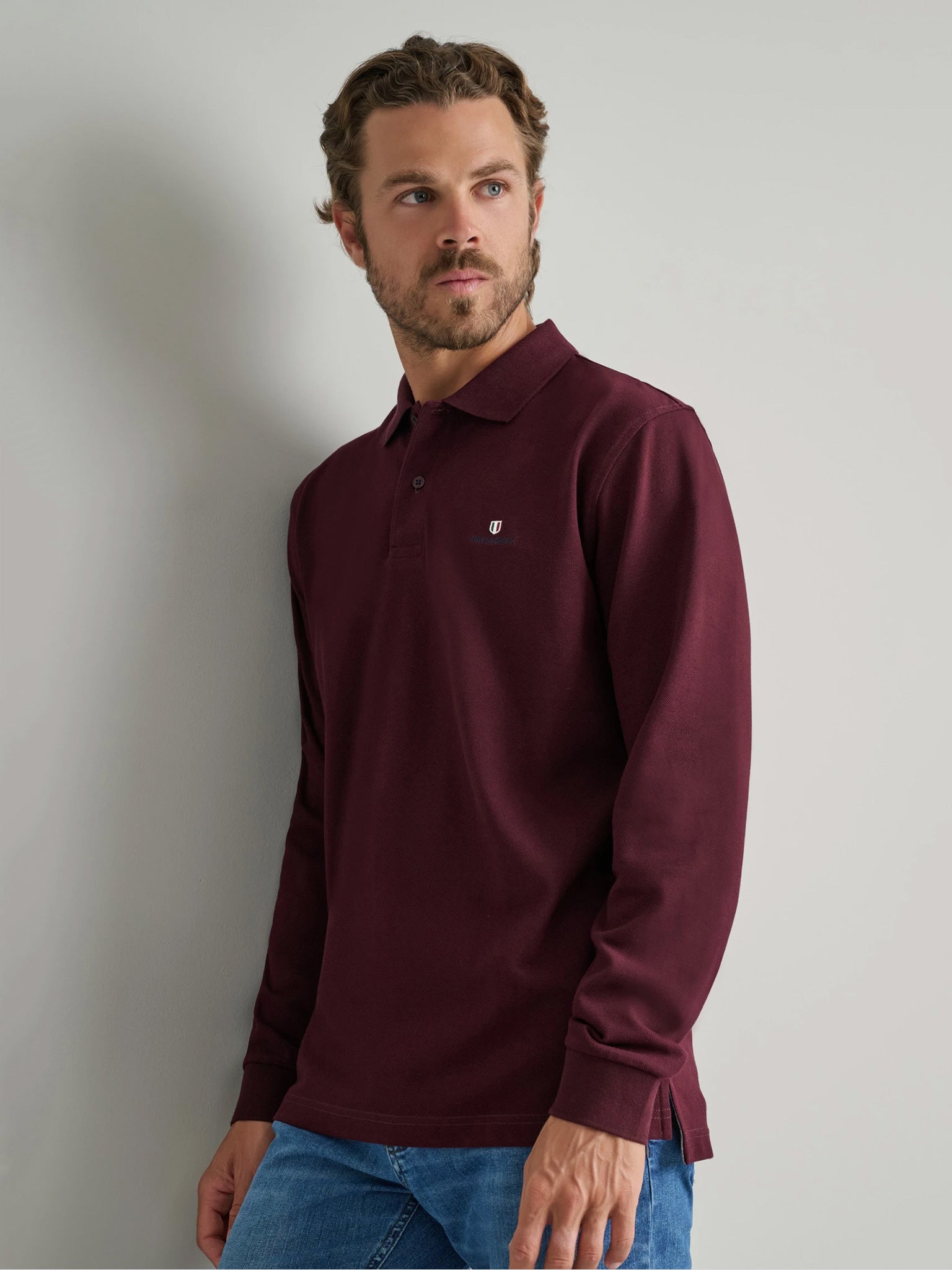 Ανδρική μπλούζα polo dark bordeaux 24GE.500.8 | 24GE.500.8