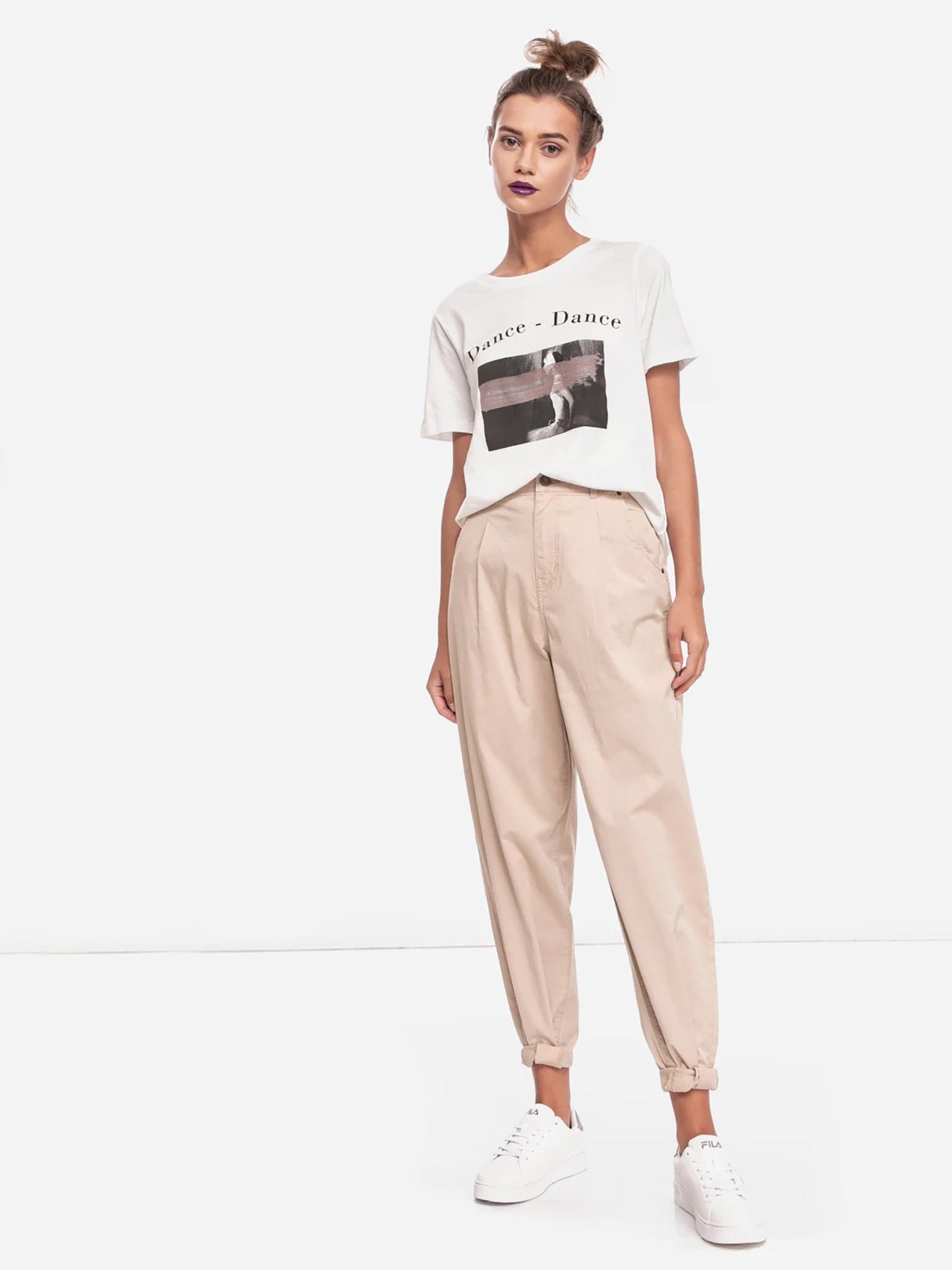 Γυναικείο παντελόνι organic cotton VMROSANNA HR BARREL PLEAT PANT 10235461 | 10235461