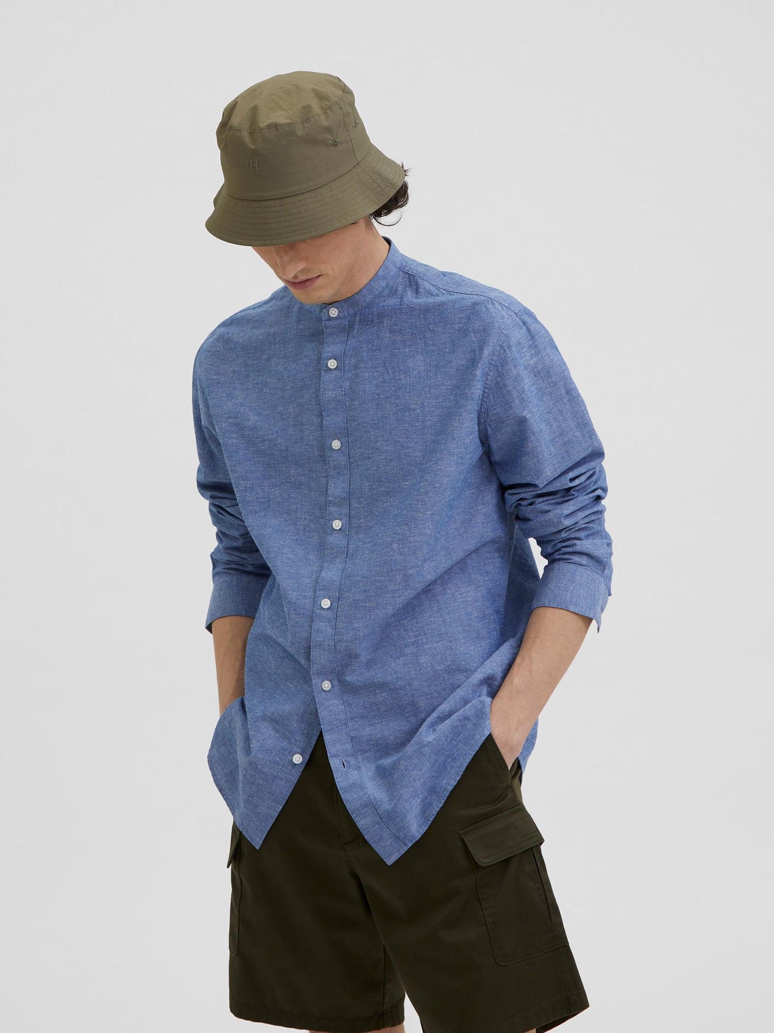 Ανδρικό πουκάμισο λινό mao regular fit 16079054 | 16079054