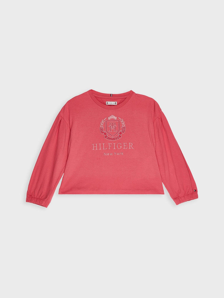 Παιδική μπλούζα μακό HILFIGER CREST TEE L/S KG0KG07088XI4 | KG0KG07088XI4