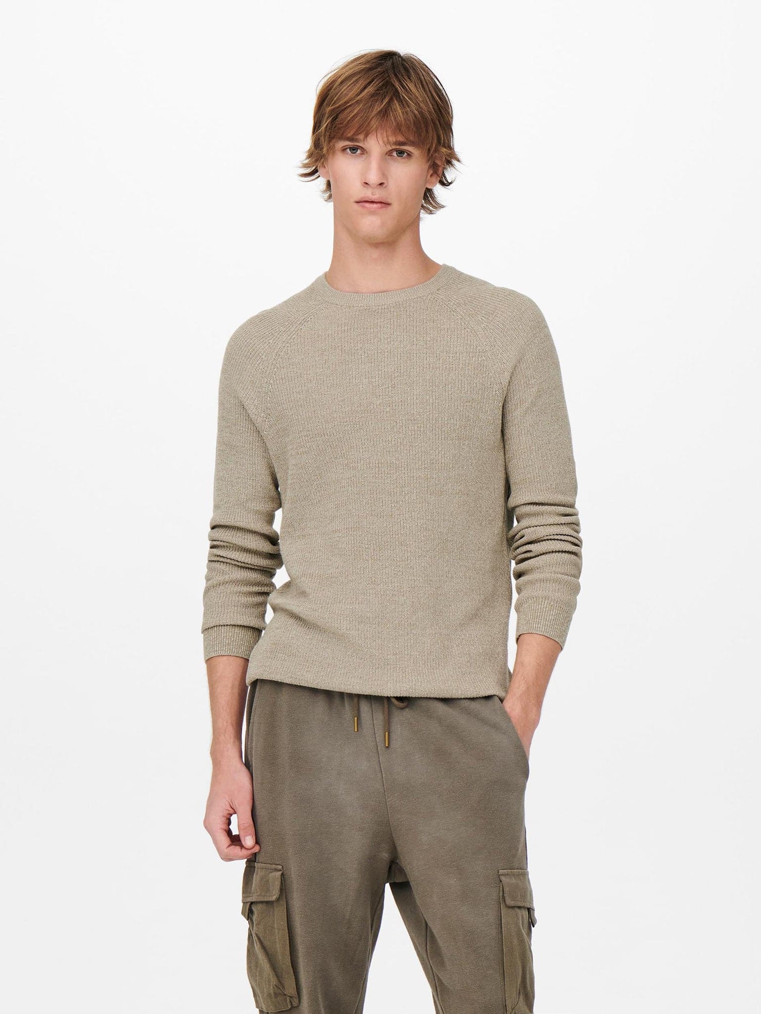 Ανδρική μπλούζα πλεκτή ONSDENNIS 12 STRUC RAGLAN CREW NECK KNIT 22018201 | 22018201