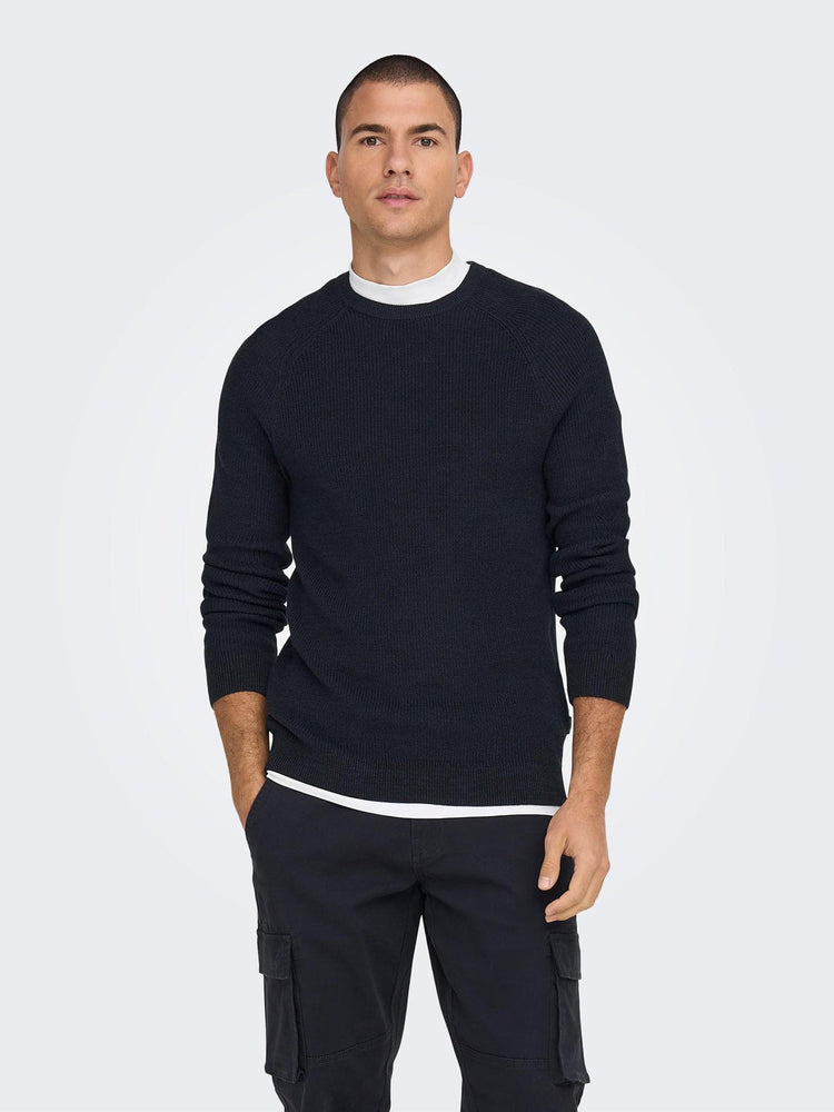 Ανδρική μπλούζα πλεκτή ONSDENNIS 12 STRUC RAGLAN CREW NECK KNIT 22018201 | 22018201