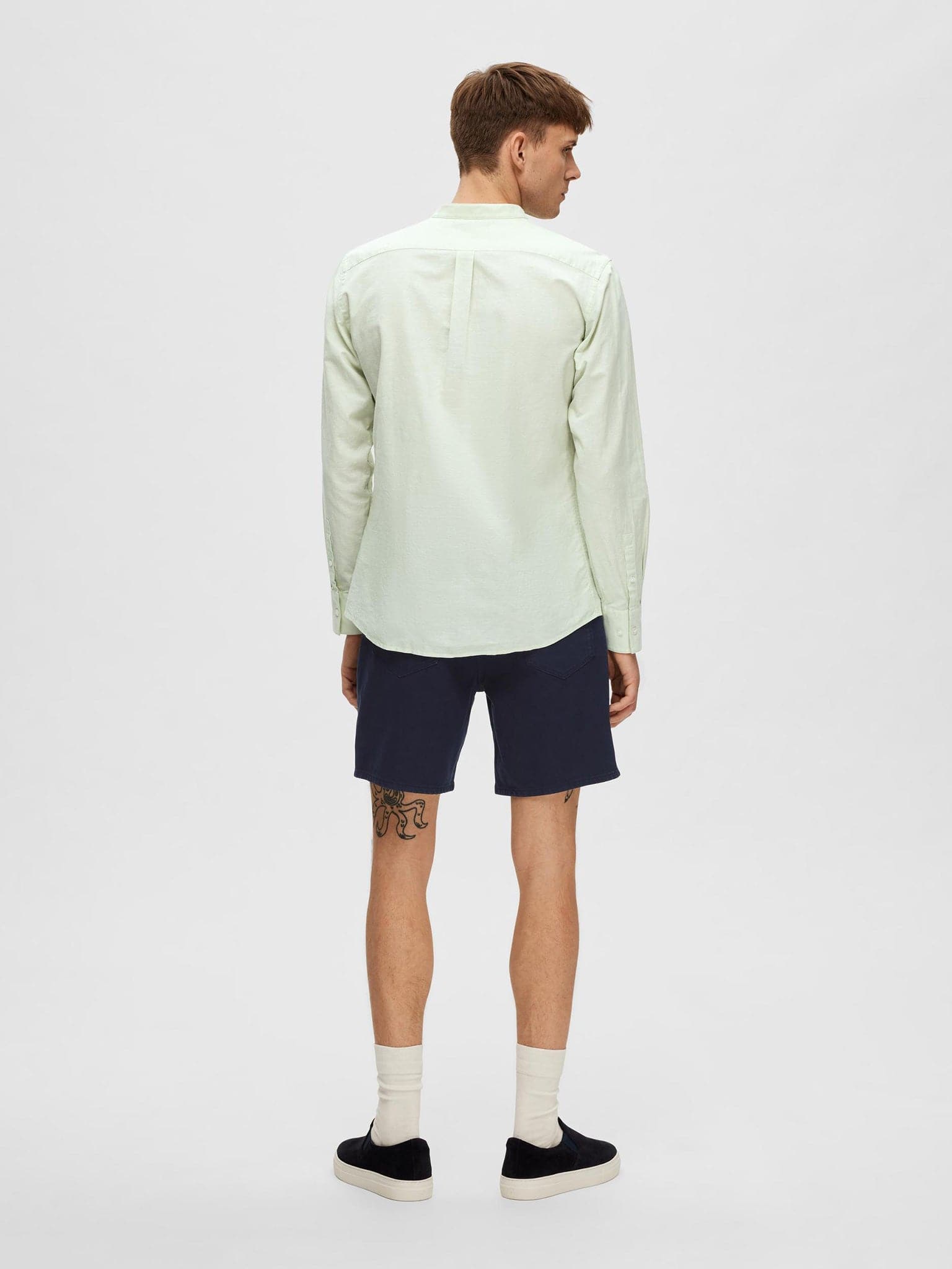 Ανδρικό πουκάμισο λινό SLHSLIMNEW-LINEN SHIRT LS BAND 16079058 | 16079058